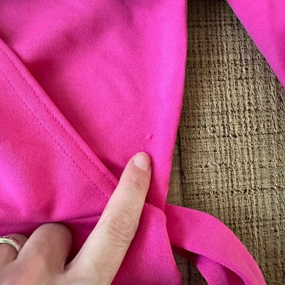 Bohoo Pink Scuba Puff Sleeve Wrap Mini Dress With Belt Size 2 - Picture 3 of 11